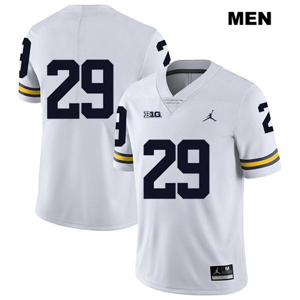 Men's NCAA Michigan Wolverines Jordan Glasgow #29 No Name White Jordan Brand Authentic Stitched Legend Football College Jersey NW25A64NJ